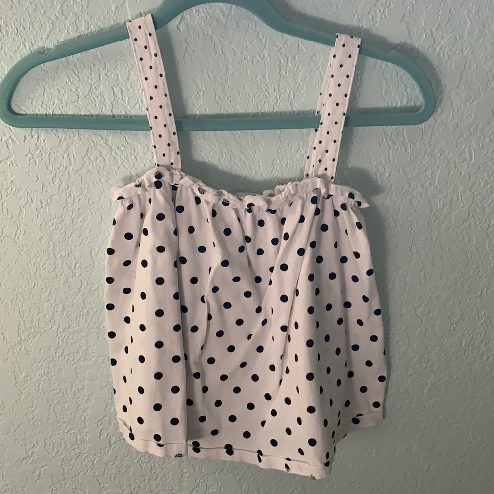 Black and white polka dot crop top